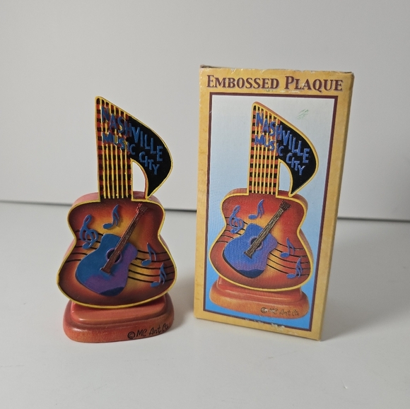 Nashville Tennessee music city Mini embossed plaque wood new - Picture 1 of 5